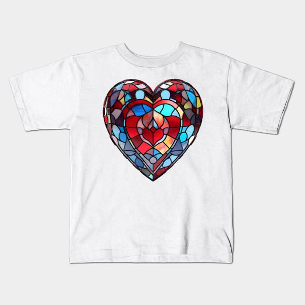 Stained Glass Heart #11 Kids T-Shirt by Chromatic Fusion Studio